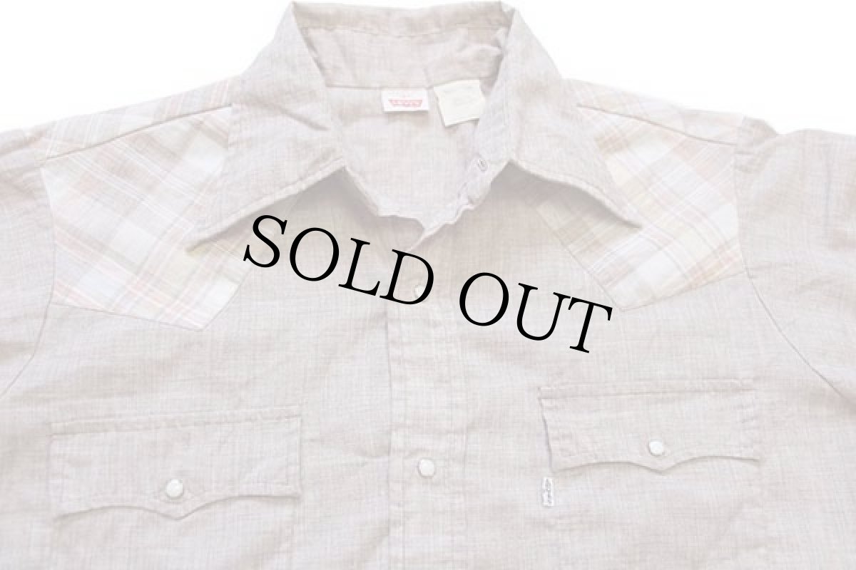 画像3: 70s USA製 Levi'sリーバイス マドラスチェック ヨーク切り替え ウエスタンシャツ 茶 L (3)