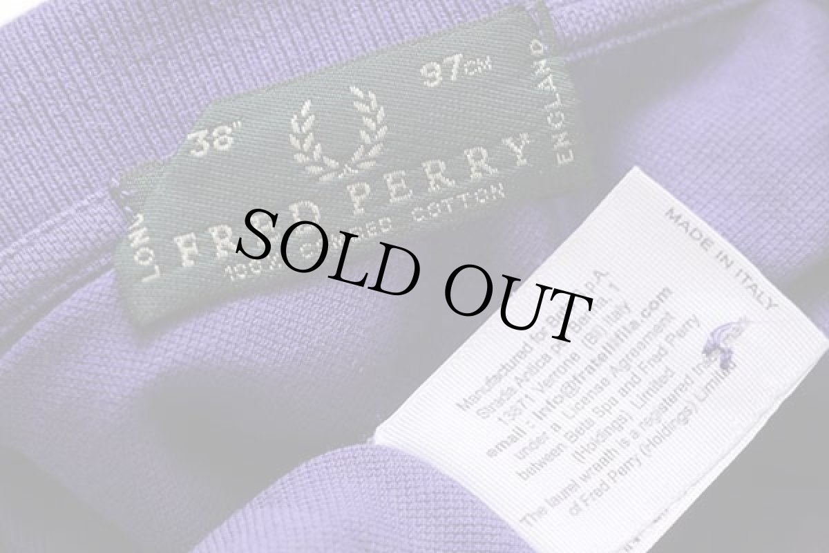 画像4: イタリア製 FRED PERRYフレッドペリー ワンポイント コットン 鹿の子 長袖ポロシャツ 紫 38 (4)