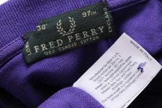 画像4: イタリア製 FRED PERRYフレッドペリー ワンポイント コットン 鹿の子 長袖ポロシャツ 紫 38 (4)