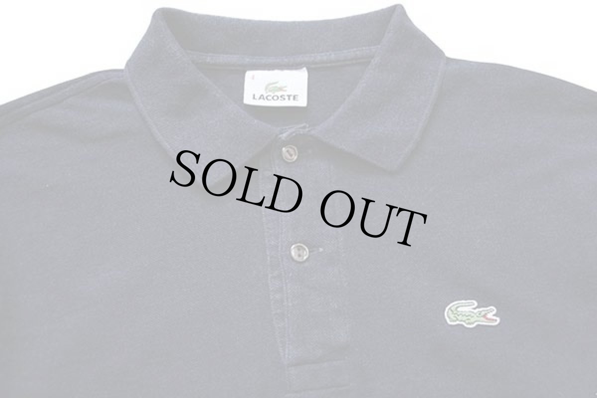 画像2: 90s LACOSTEラコステ ワンポイント コットン 鹿の子 長袖ポロシャツ 濃紺 4 (2)