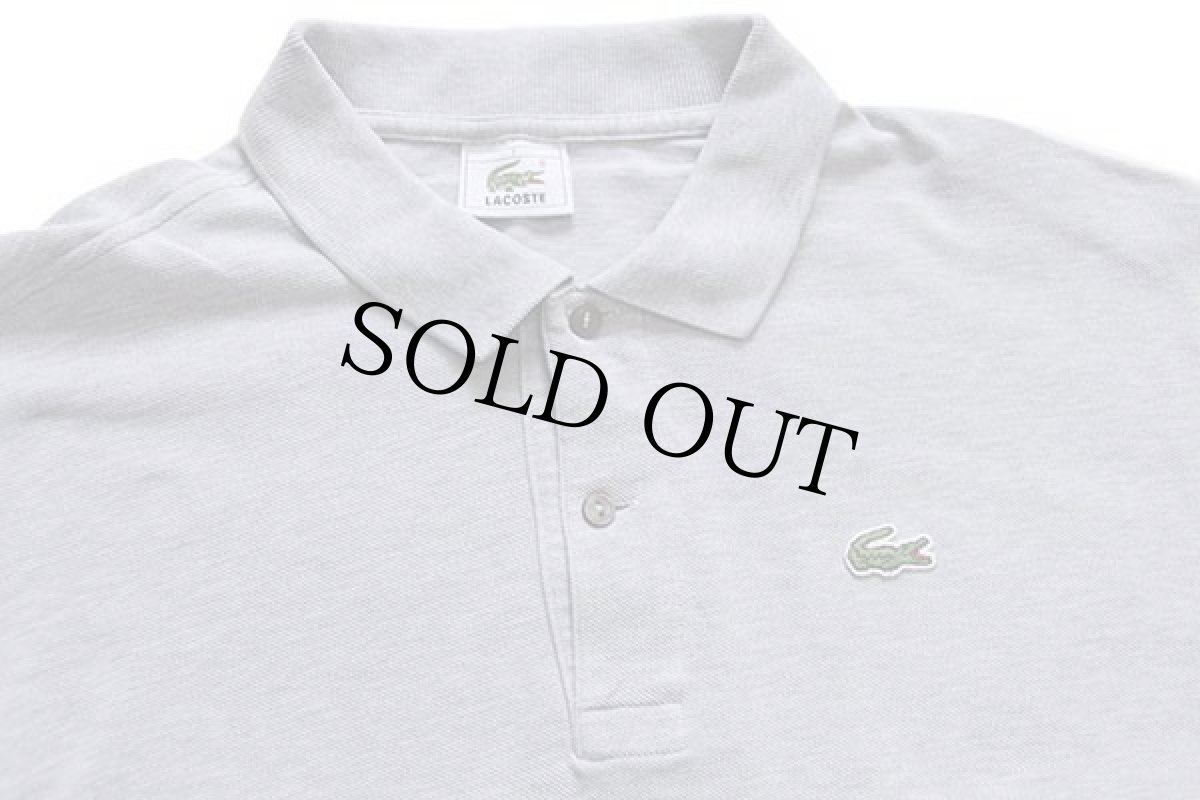 画像2: 80s LACOSTEラコステ ワンポイント コットン 鹿の子 長袖ポロシャツ 杢グレー 7 (2)