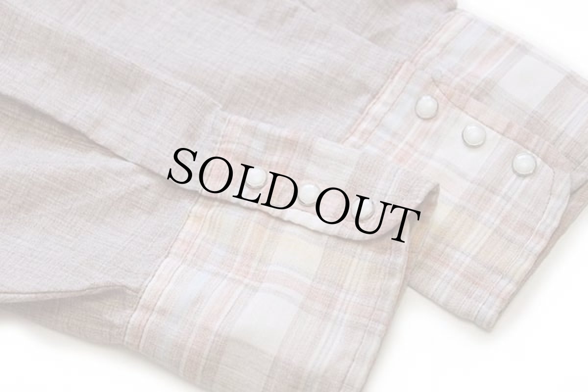 画像6: 70s USA製 Levi'sリーバイス マドラスチェック ヨーク切り替え ウエスタンシャツ 茶 L (6)