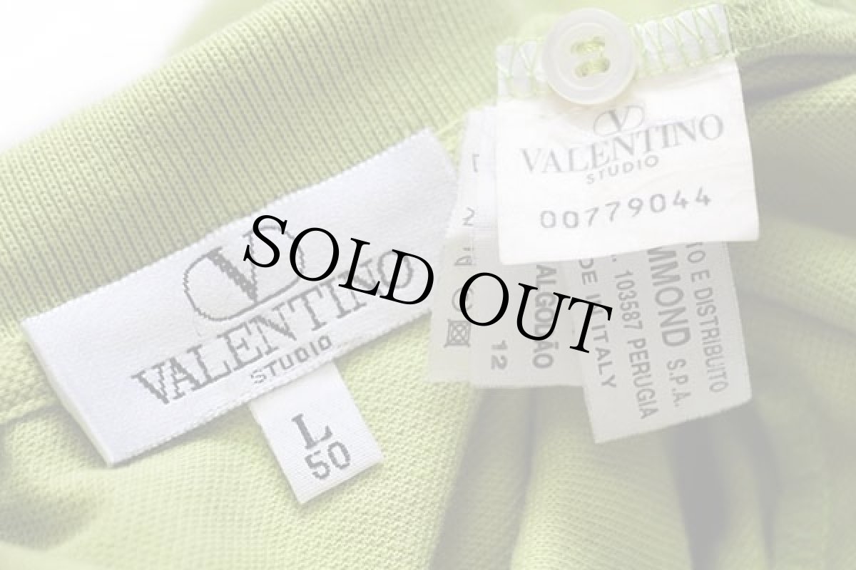 画像4: イタリア製 VALENTINO STUDIO コットン 鹿の子 長袖ポロシャツ 黄緑 L (4)