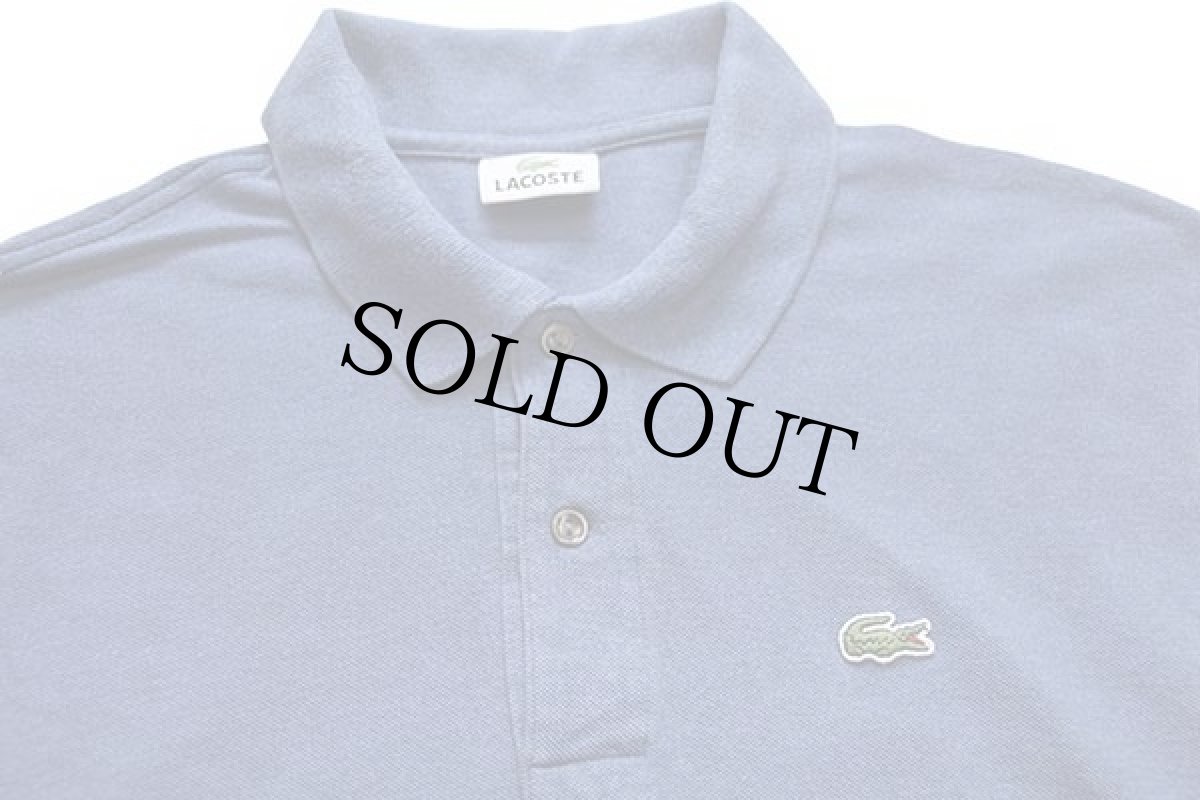 画像2: 90s LACOSTEラコステ ワンポイント コットン 鹿の子 長袖ポロシャツ 薄紺 6 (2)