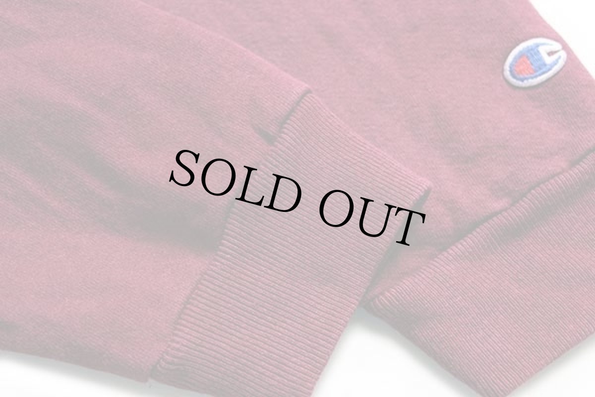 画像5: 90s USA製 Championチャンピオン ワンポイント スクリプト ロゴ刺繍 前V スウェット ワインレッド XL (5)