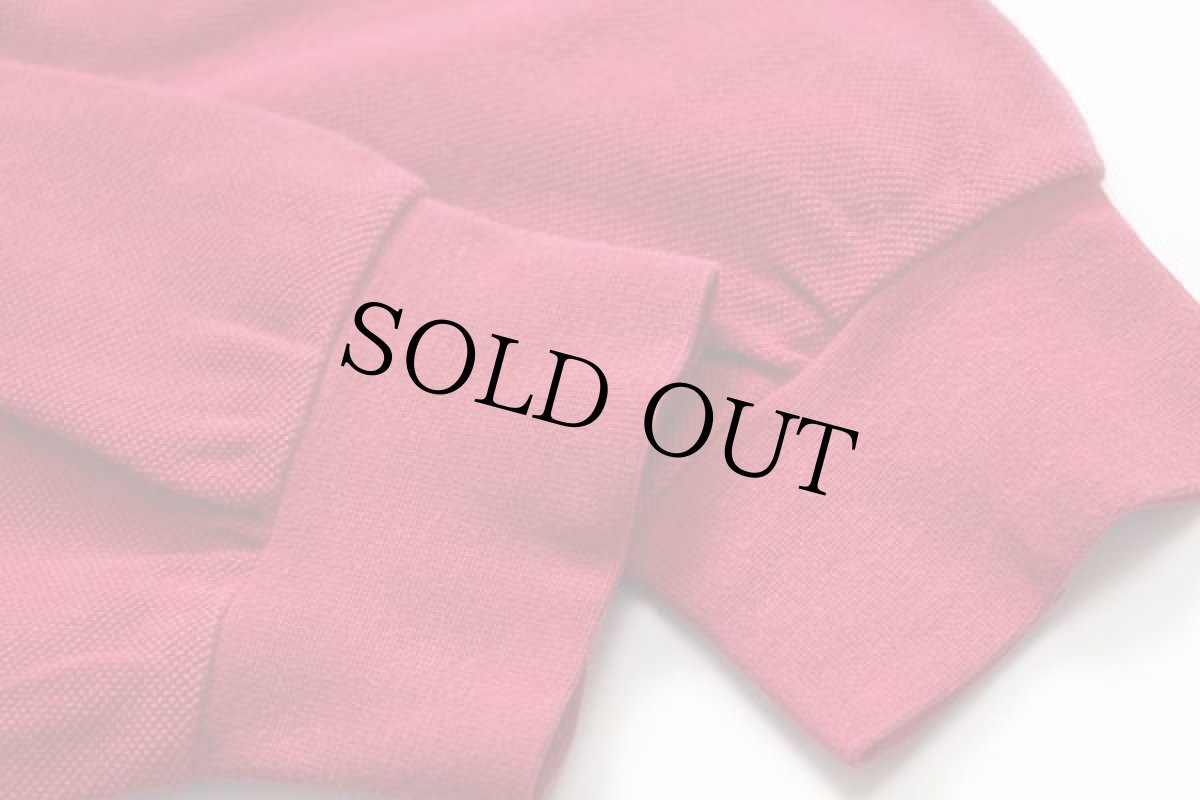 画像4: 80s フランス製 LACOSTEラコステ ワンポイント コットン 鹿の子 長袖ポロシャツ 赤 6 (4)