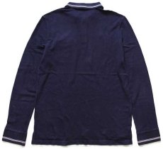 画像2: LACOSTEラコステ ワンポイント ポケット付き コットン 鹿の子 長袖ポロシャツ 紺 6 (2)