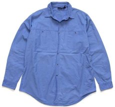 画像1: 90s patagoniaパタゴニア スナップボタン コットンシャツ 薄青 L (1)