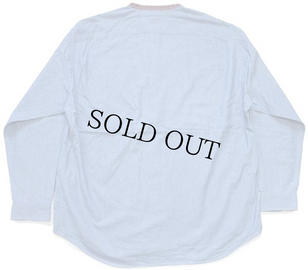 画像2: 90s TOMMY HILFIGERトミーヒルフィガー ワンポイント チェック切り替え バンドカラー コットン シャンブレーシャツ XXL (2)