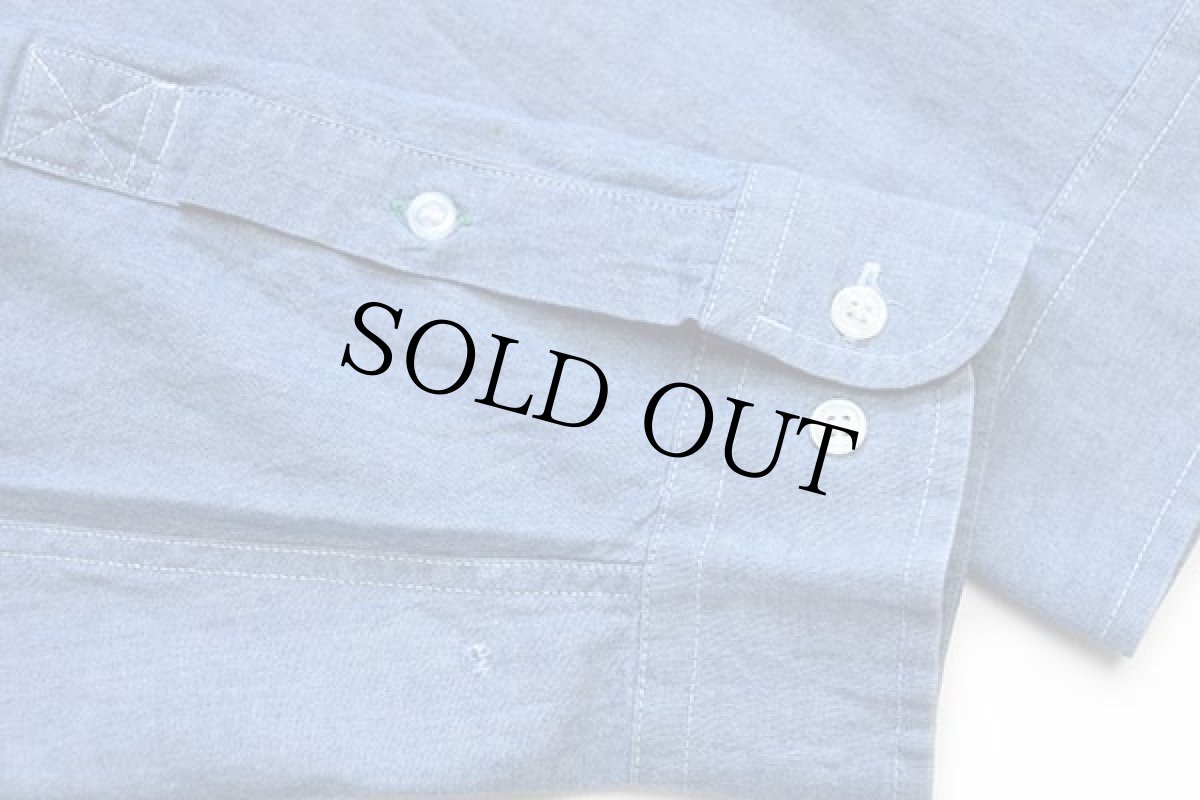 画像6: 90s TOMMY HILFIGERトミーヒルフィガー ワンポイント チェック切り替え バンドカラー コットン シャンブレーシャツ XXL (6)