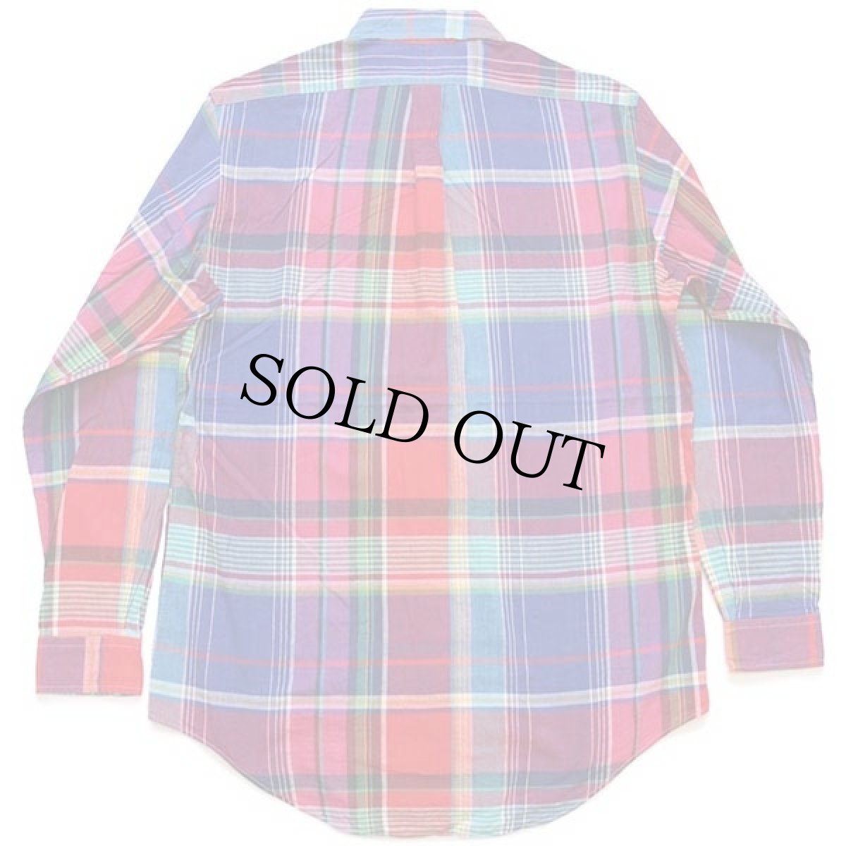 画像2: 90s ラルフローレン マドラスチェック ボタンダウン コットンシャツ M (2)