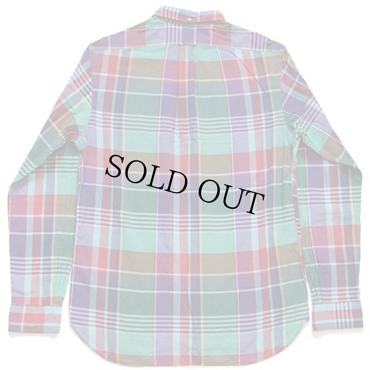 画像2: ラルフローレン マドラスチェック マチ付き 三点留め ボタンダウン コットンシャツ M★インド綿 (2)