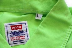 画像4: 90s イタリア製 Levi'sリーバイス コットンシャツ 蛍光グリーン L★ユーロ (4)