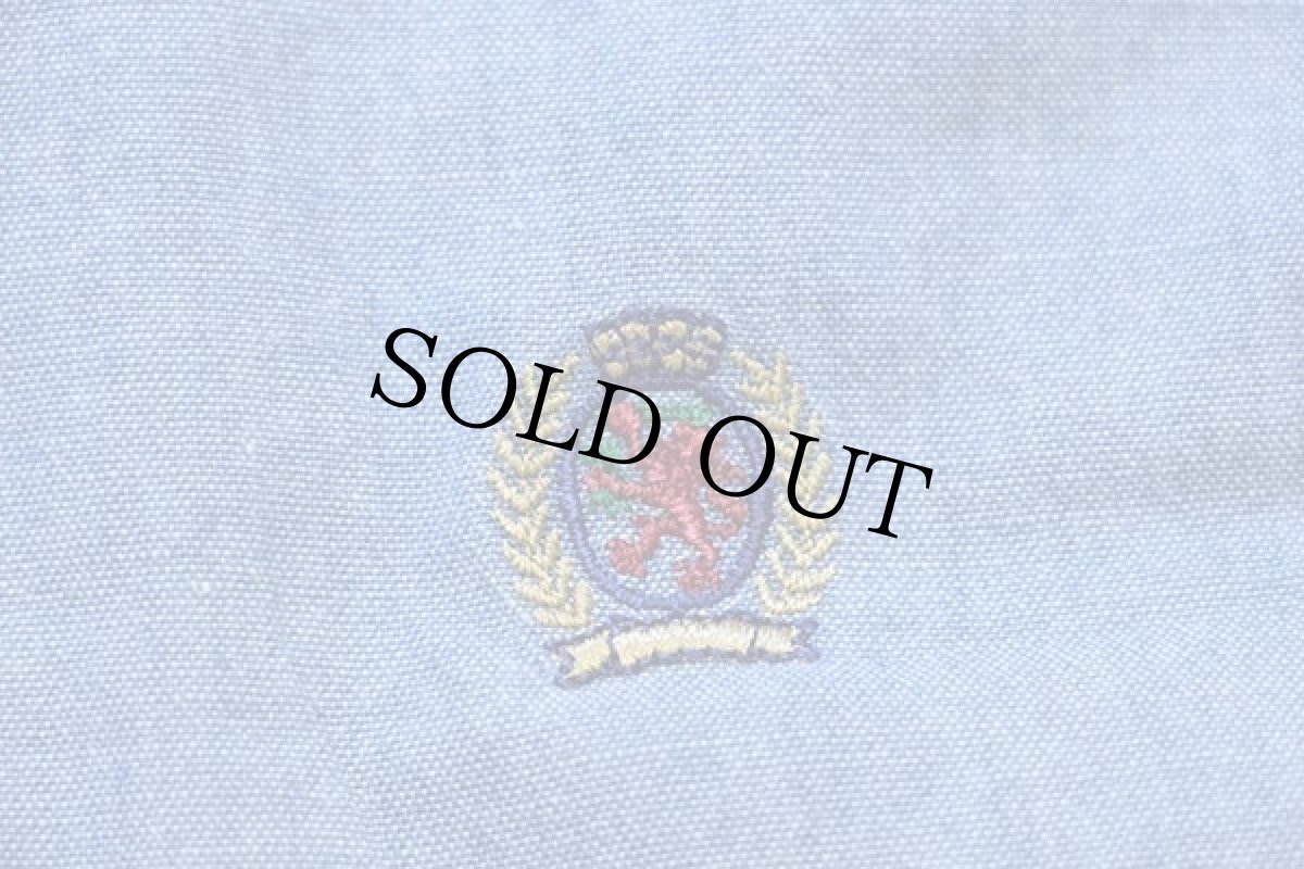 画像5: 90s TOMMY HILFIGERトミーヒルフィガー ワンポイント チェック切り替え バンドカラー コットン シャンブレーシャツ XXL (5)