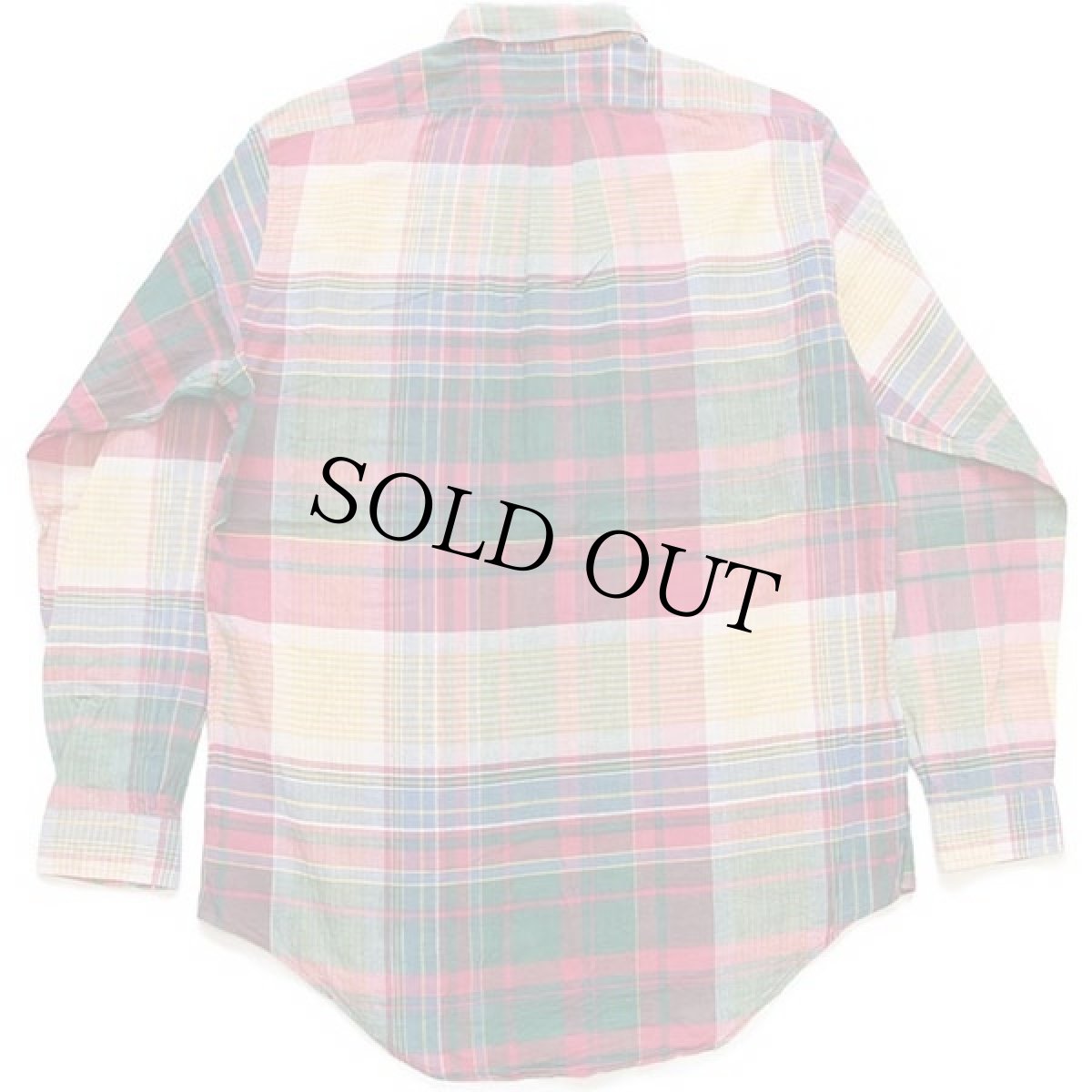 画像2: 90s ラルフローレン マドラスチェック ボタンダウン コットンシャツ L (2)