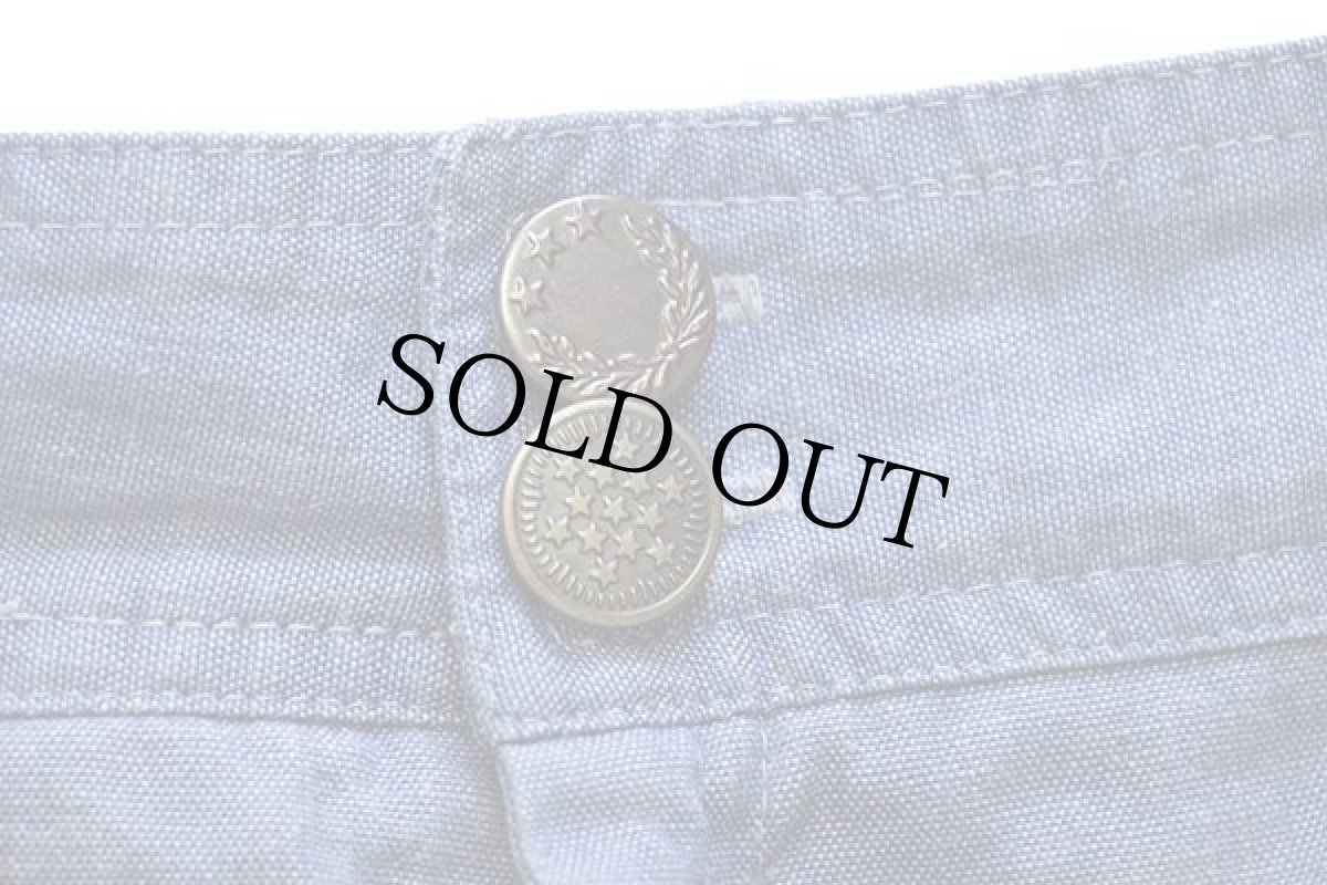 画像6: 80s UNKNOWN ワイド フレア コットン シャンブレーパンツ w31 (6)