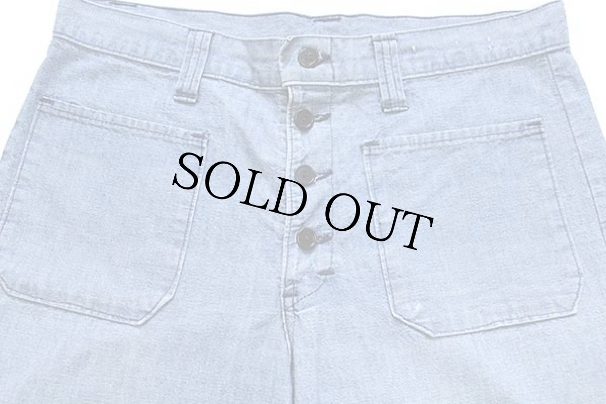 画像4: 70s h.i.s フレア デニム セーラーパンツ w33 (4)