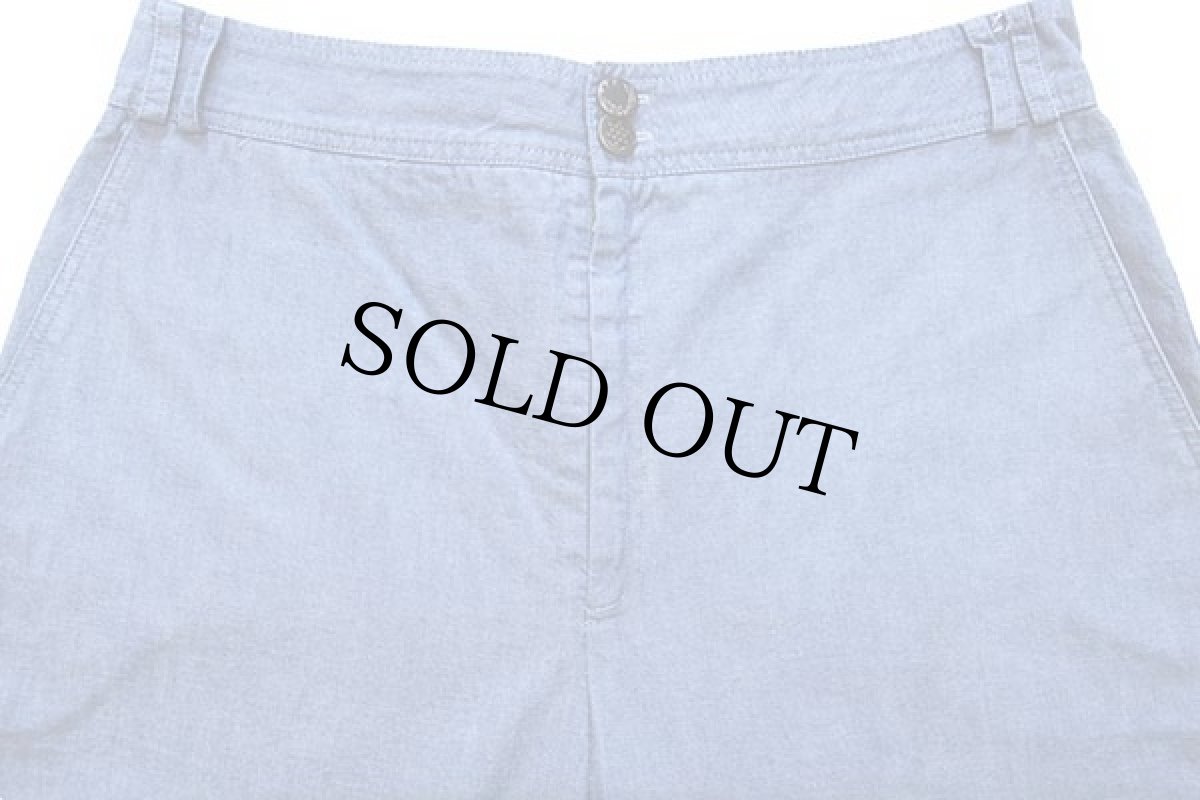 画像4: 80s UNKNOWN ワイド フレア コットン シャンブレーパンツ w31 (4)