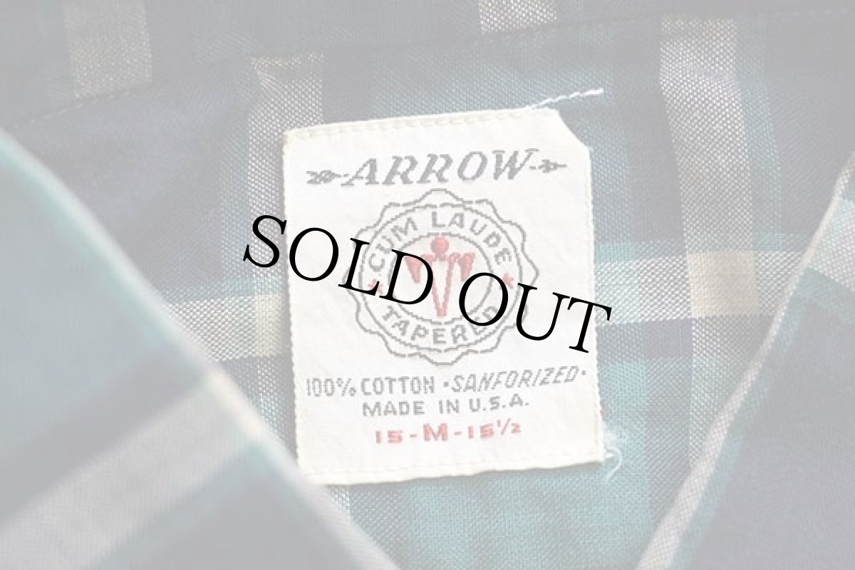 画像5: 60s USA製 ARROW CUM LAUDE チェック 三点留め ボタンダウン コットンシャツ M (5)