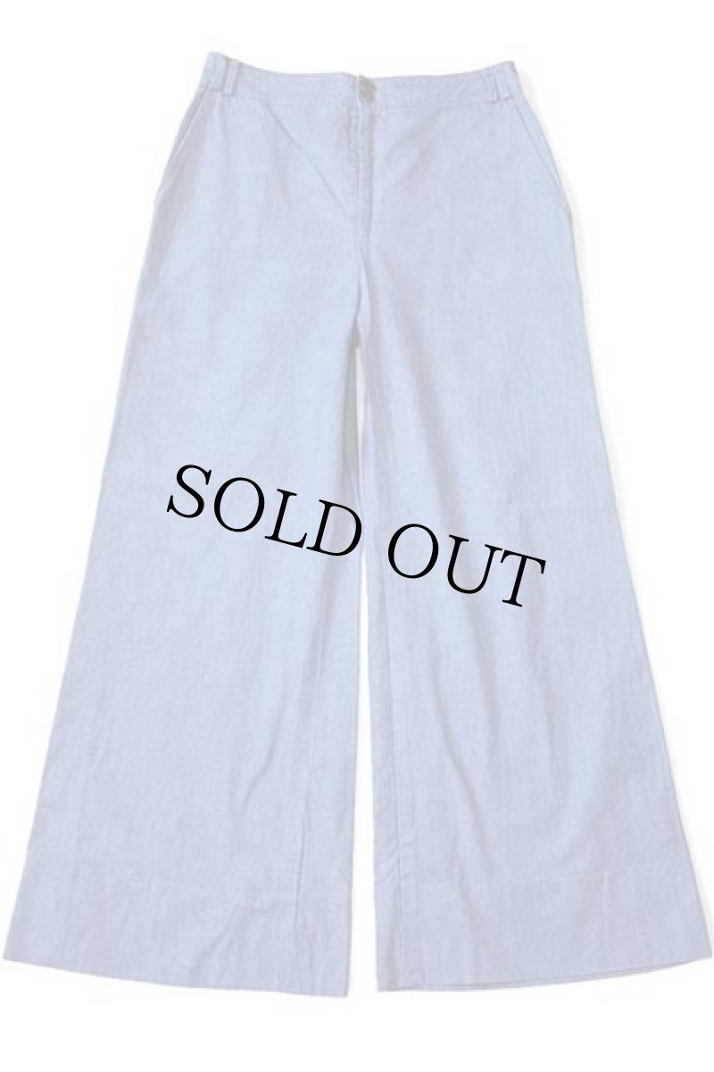 画像2: 80s UNKNOWN ワイド フレア コットン シャンブレーパンツ w31 (2)