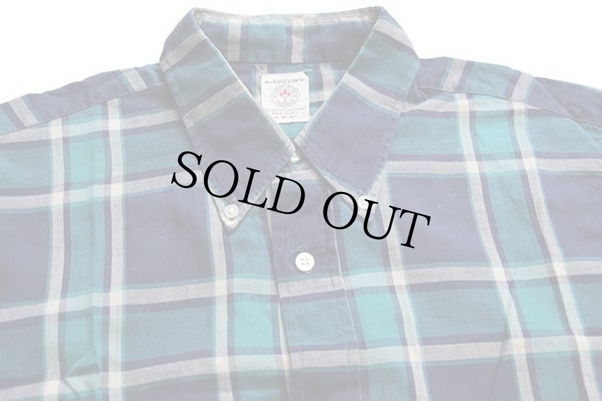 画像3: 60s USA製 ARROW CUM LAUDE チェック 三点留め ボタンダウン コットンシャツ M (3)