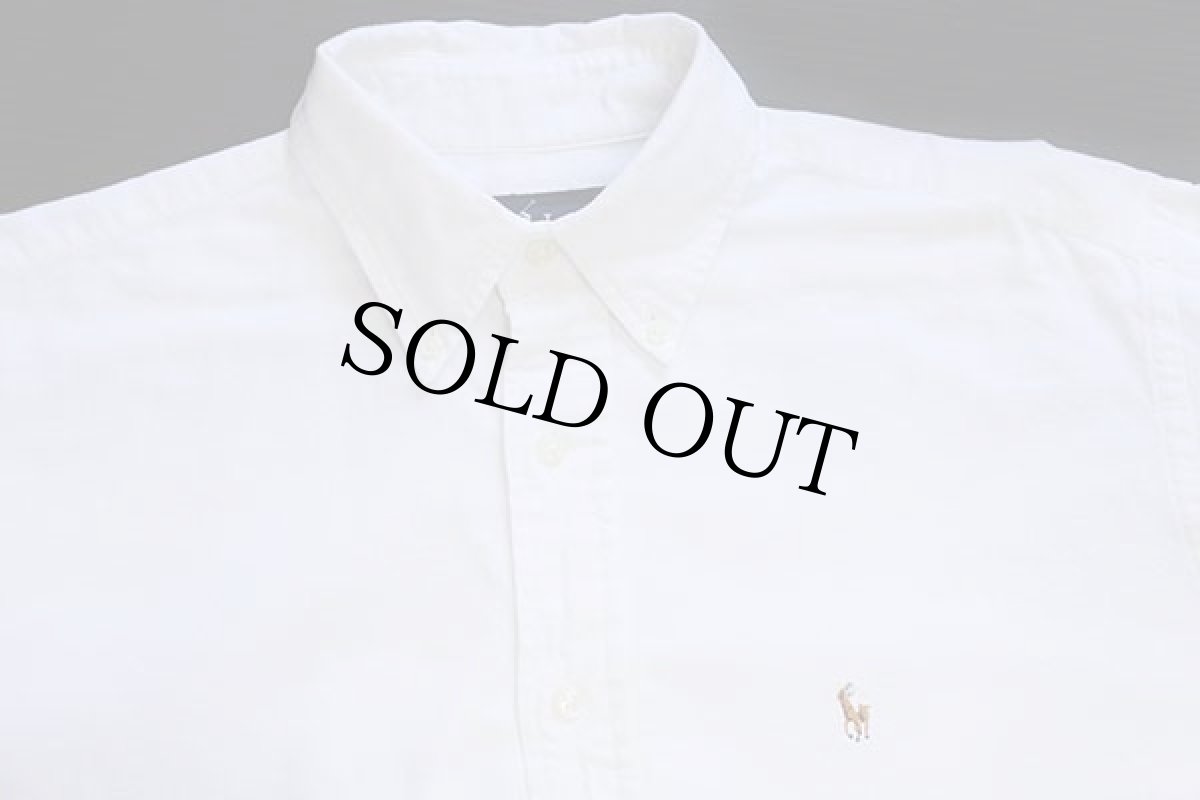 画像3: 90s ラルフローレン ワンポイント ボタンダウン オックスフォード コットンシャツ 白 8 (3)