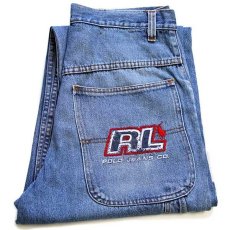 画像1: 90s USA製 ポロ ラルフローレン POLO JEANS ロゴ刺繍 デニム ペインターパンツ w34 (1)