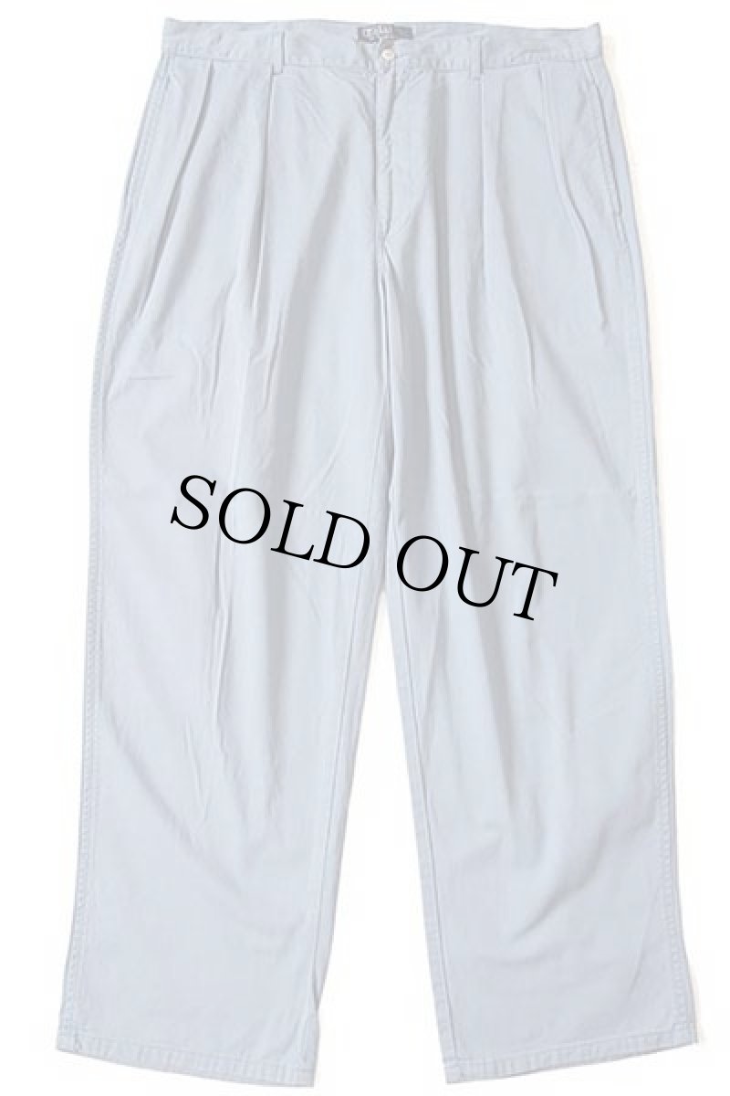 画像2: 90s ポロ ラルフローレン ツータック コットン チノパン ライトブルー w38 L30★88 (2)