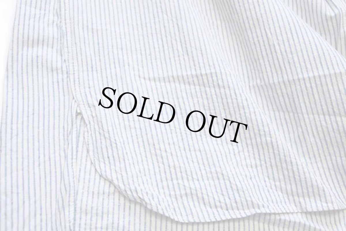 画像6: 50s UNKNOWN ストライプ マチ付き バンドカラー グランパシャツ ナチュラル 42 (6)