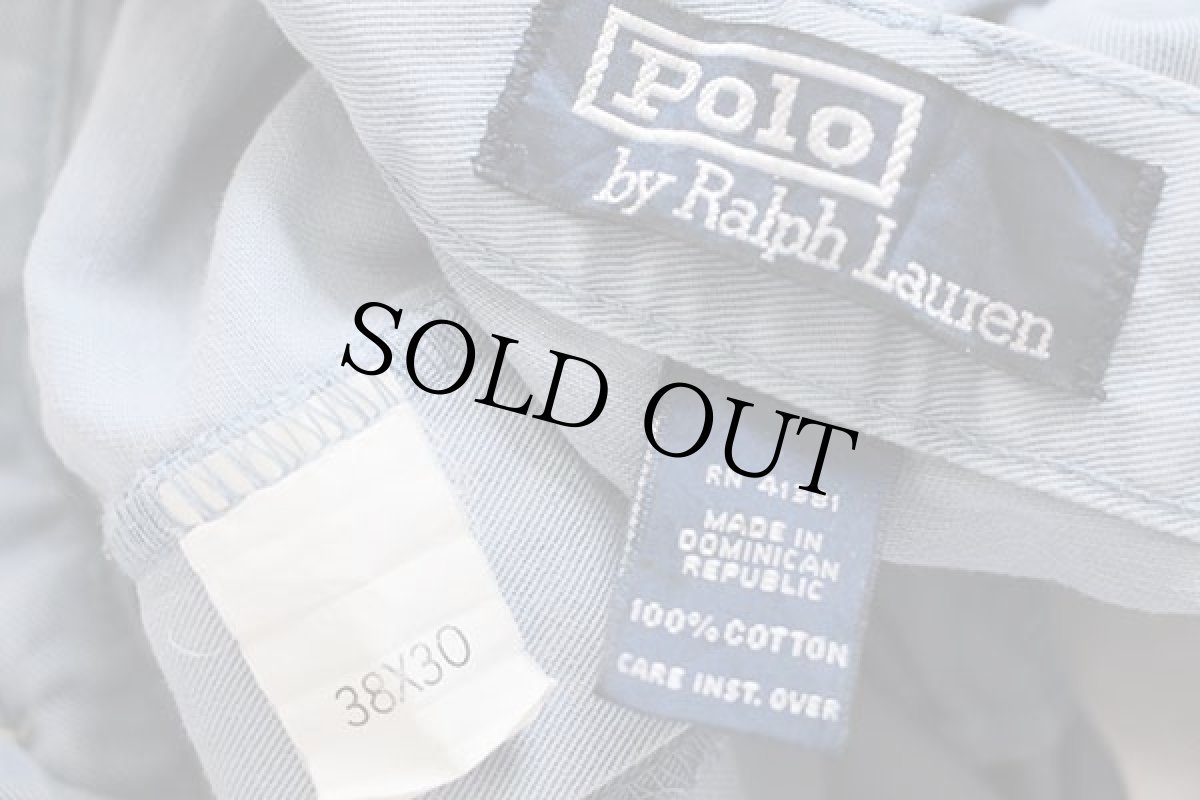 画像6: 90s ポロ ラルフローレン ツータック コットン チノパン ライトブルー w38 L30★88 (6)