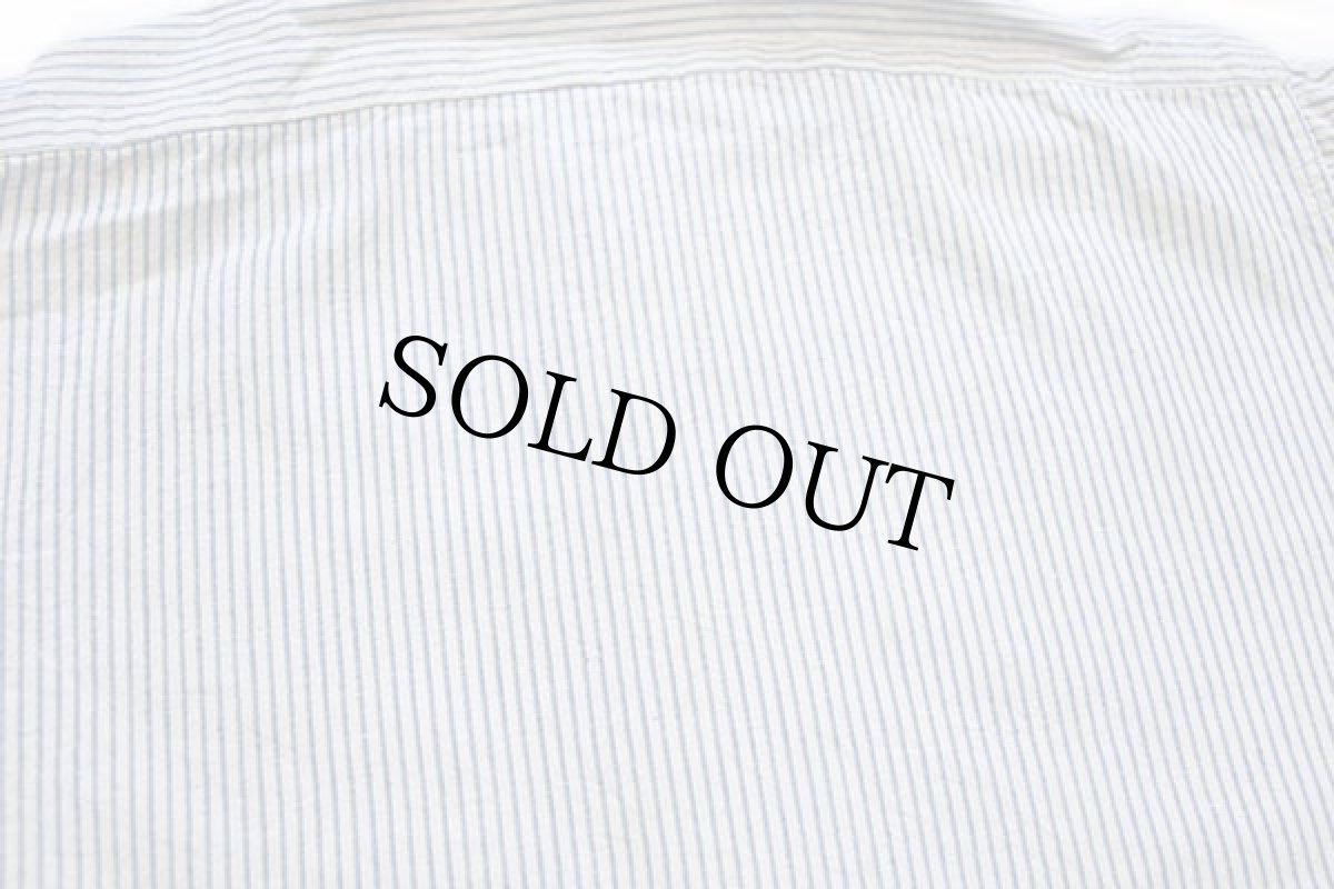 画像4: 50s UNKNOWN ストライプ マチ付き バンドカラー グランパシャツ ナチュラル 42 (4)