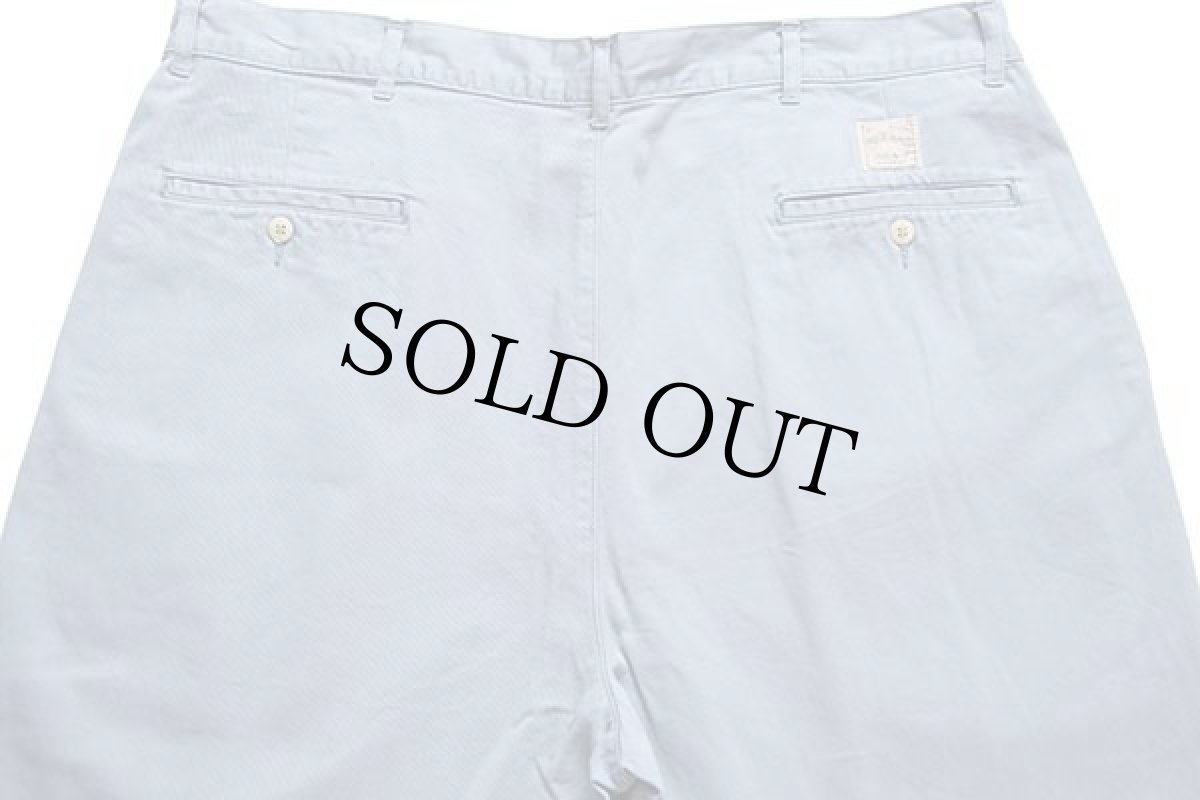 画像5: 90s ポロ ラルフローレン ツータック コットン チノパン ライトブルー w38 L30★88 (5)