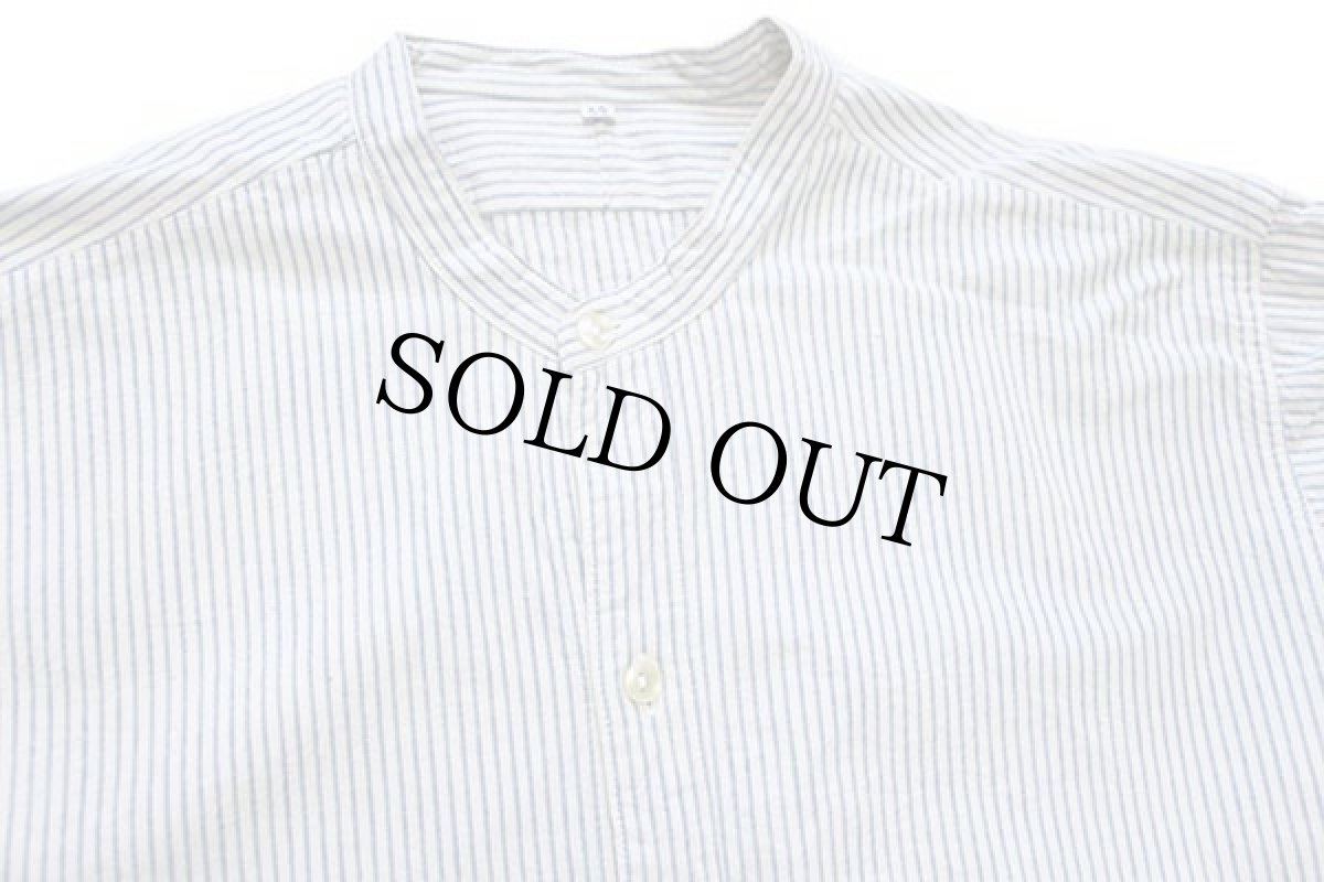 画像3: 50s UNKNOWN ストライプ マチ付き バンドカラー グランパシャツ ナチュラル 42 (3)