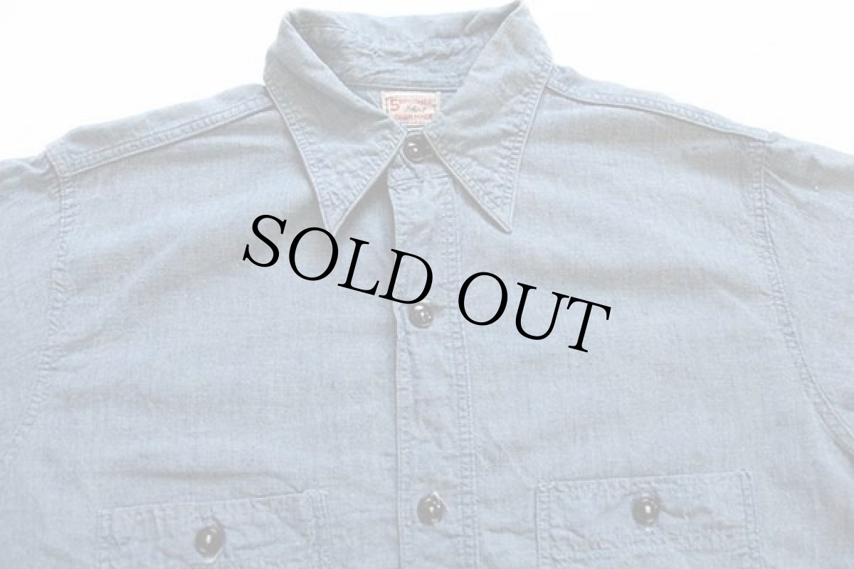 画像3: 40s USA製 5 BROTHERファイブブラザー マチ付き コットン シャンブレーシャツ (3)