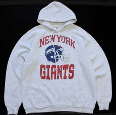 画像1: 80s USA製 NFL NEW YORK GIANTS アメフト スウェットパーカー 杢ライトグレー XL (1)