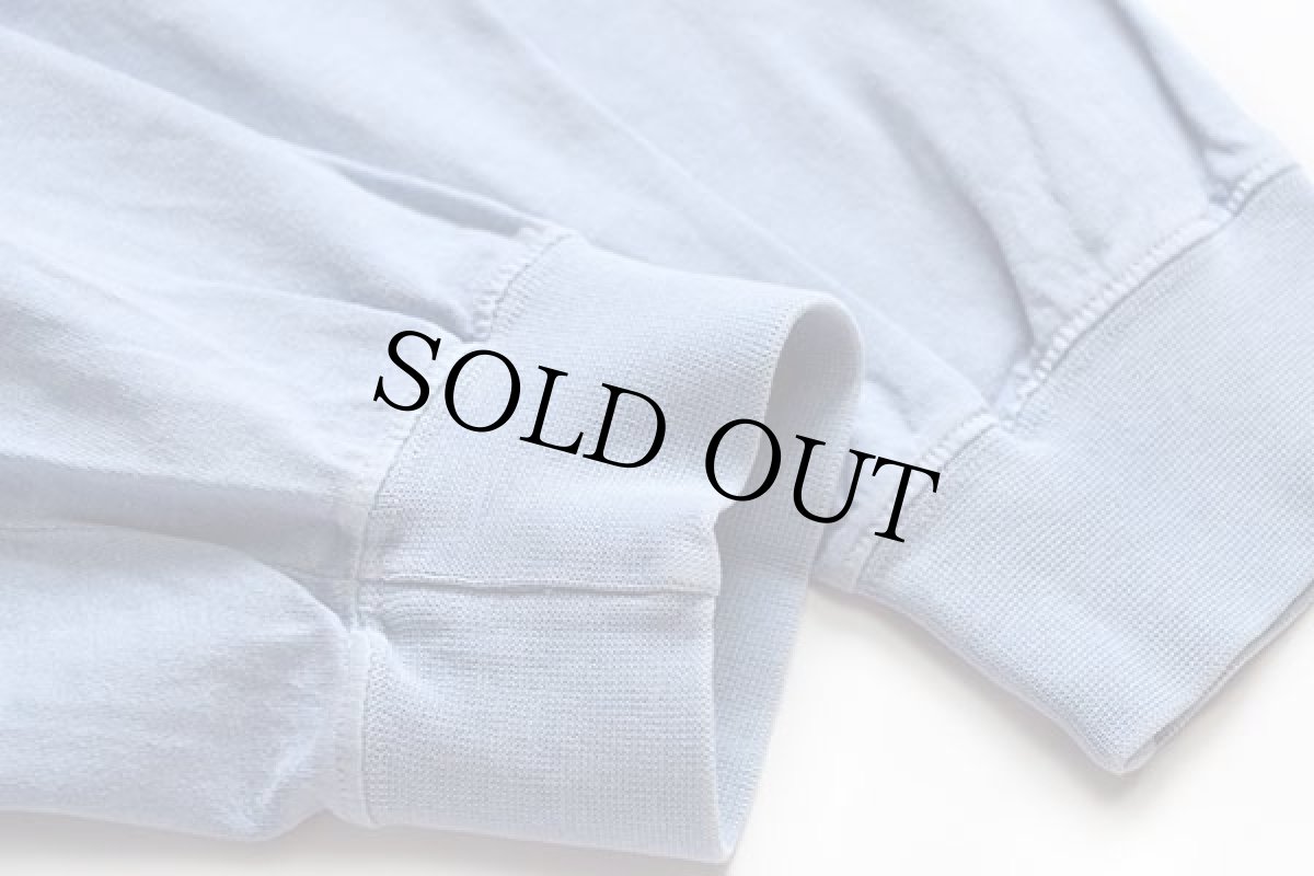 画像5: 90s EddieBauerエディーバウアー 無地 ヘンリーネック コットン 長袖Tシャツ 後染め スカイブルー XL (5)