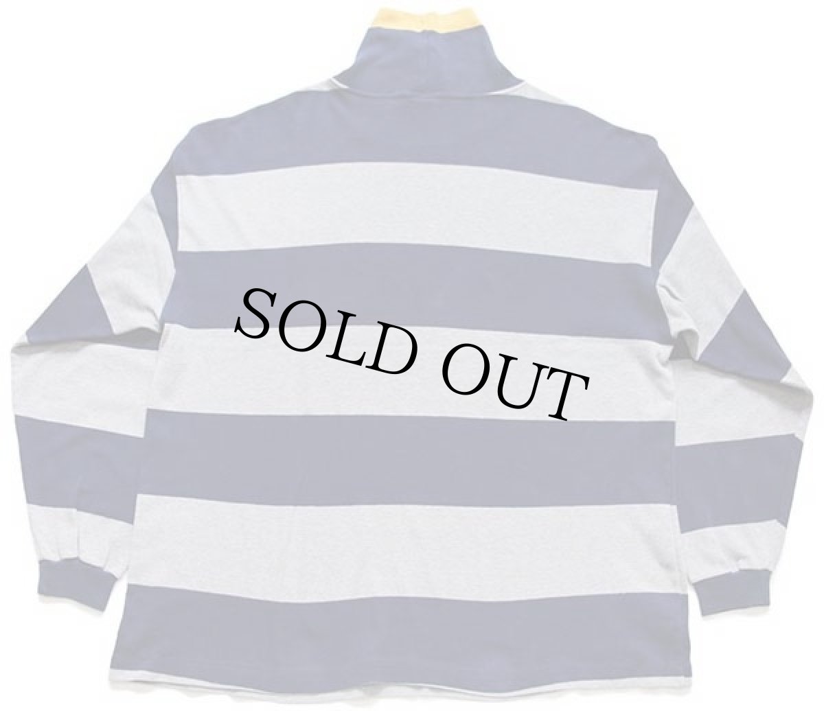 画像2: 90s USA製 LANDS'ENDランズエンド 太ボーダー タートルネック コットン カットソー 紺×グレー L (2)