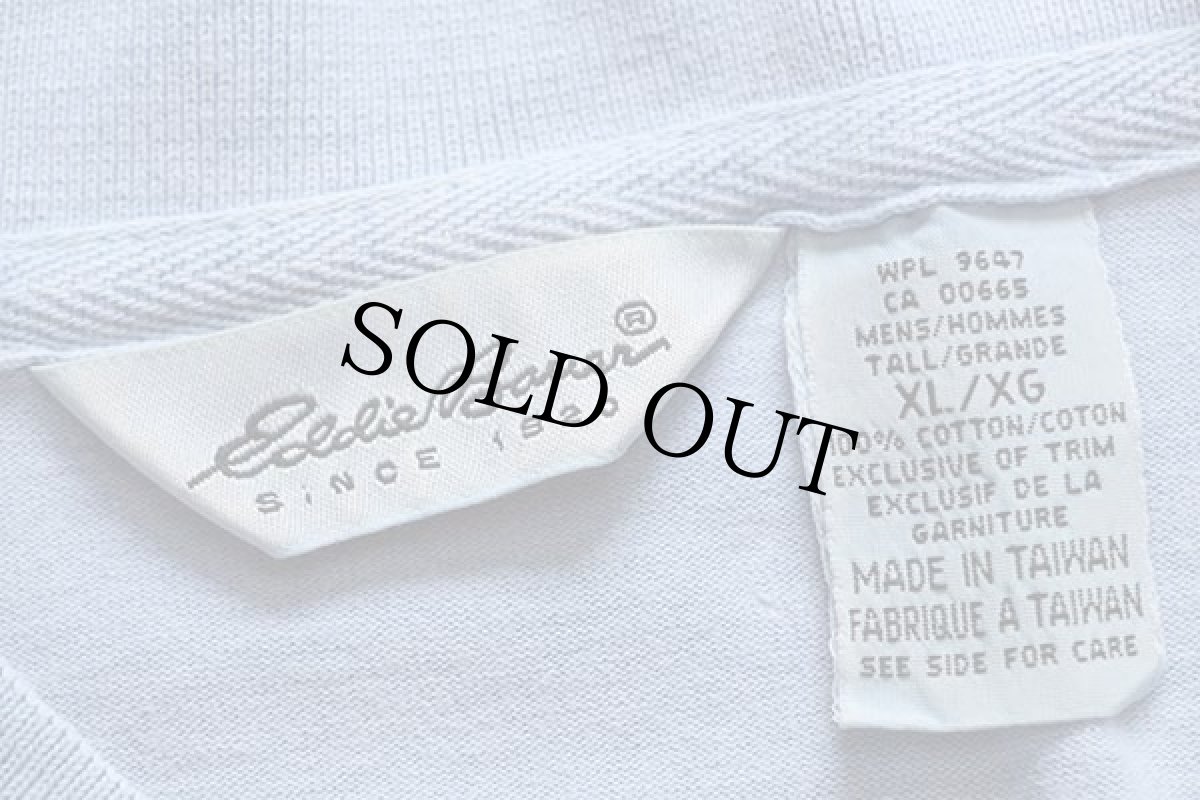 画像4: 90s EddieBauerエディーバウアー 無地 ヘンリーネック コットン 長袖Tシャツ 後染め スカイブルー XL (4)