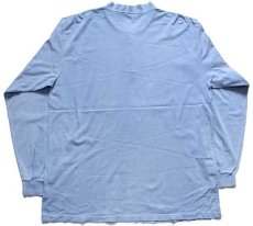 画像2: 90s EddieBauerエディーバウアー 無地 ヘンリーネック コットン 長袖Tシャツ 後染め スカイブルー XL (2)