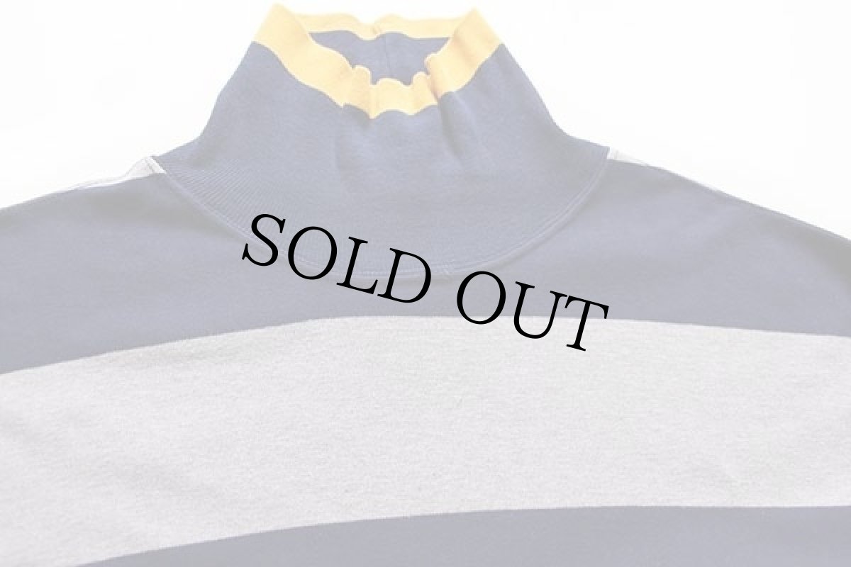 画像3: 90s USA製 LANDS'ENDランズエンド 太ボーダー タートルネック コットン カットソー 紺×グレー L (3)