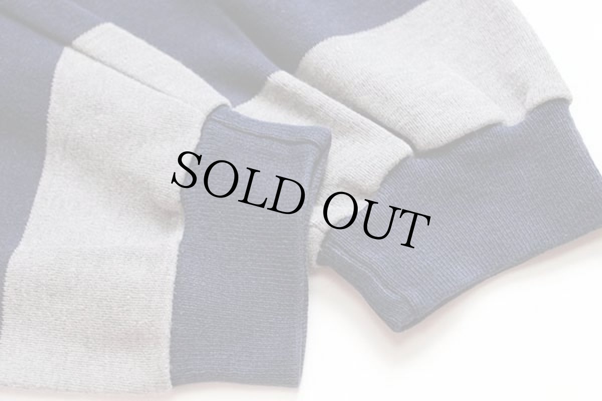 画像5: 90s USA製 LANDS'ENDランズエンド 太ボーダー タートルネック コットン カットソー 紺×グレー L (5)