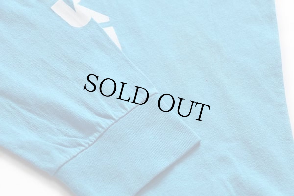 画像6: 80s USA製 COLUMBUS ロゴ コットン 長袖Tシャツ 水色 XL (6)