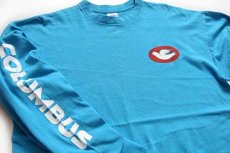 画像3: 80s USA製 COLUMBUS ロゴ コットン 長袖Tシャツ 水色 XL (3)