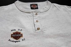 画像3: 00s HARLEY-DAVIDSON ハーレー ダビッドソン ロゴ刺繍 ヘンリーネック コットン 長袖Tシャツ オートミール XL (3)