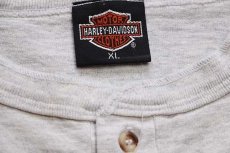画像4: 00s HARLEY-DAVIDSON ハーレー ダビッドソン ロゴ刺繍 ヘンリーネック コットン 長袖Tシャツ オートミール XL (4)