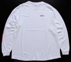 画像1: 00s FedEx Express フェデックス ロゴ コットン 長袖Tシャツ 白 2XL (1)