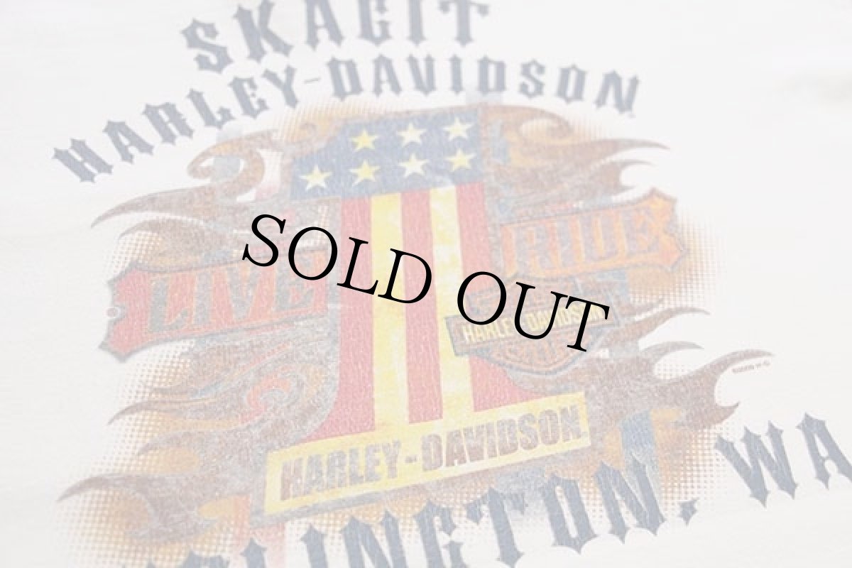画像6: 00s HARLEY-DAVIDSON ハーレー ダビッドソン SKAGIT 両面プリント コットン ポケット付き 長袖Tシャツ 白 L (6)