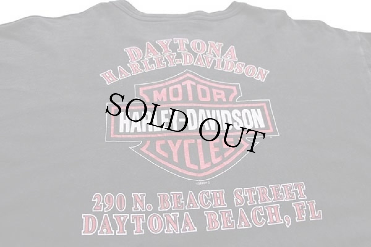 画像4: 00s HARLEY-DAVIDSON ハーレー ダビッドソン DAYTONA 両面プリント ヘンリーネック コットン 長袖Tシャツ 黒 XL (4)