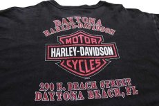 画像4: 00s HARLEY-DAVIDSON ハーレー ダビッドソン DAYTONA 両面プリント ヘンリーネック コットン 長袖Tシャツ 黒 XL (4)