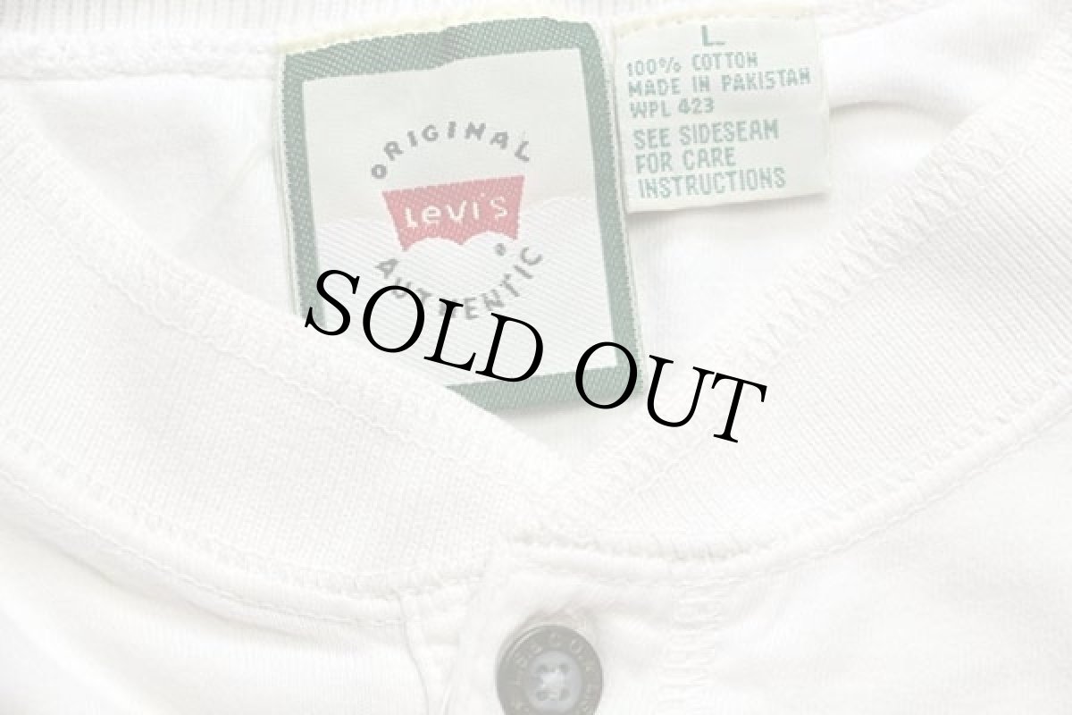 画像4: 90s Levi'sリーバイス ヘンリーネック コットン 長袖Tシャツ 白 L (4)